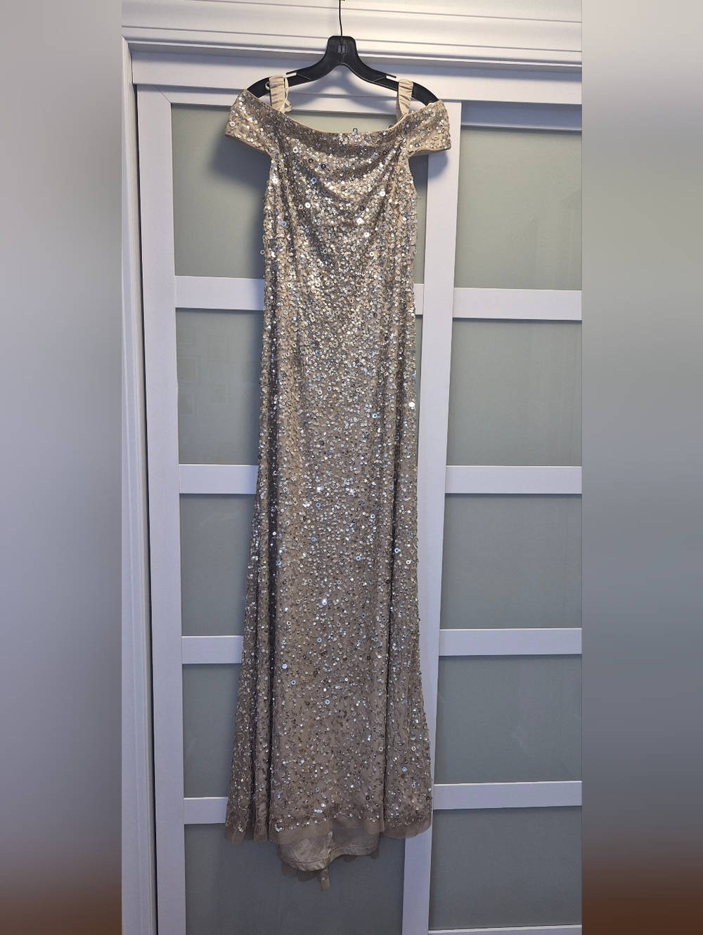 Adrianna Papell Sequin Maxi Dress in Champagne